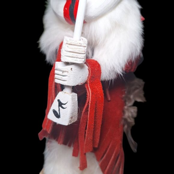 Kachina Doll Kokopelli Freda Charly 125707 Vintage Native Art Feather Fur Music - Picture 4 of 12